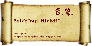 Belányi Mirkó névjegykártya